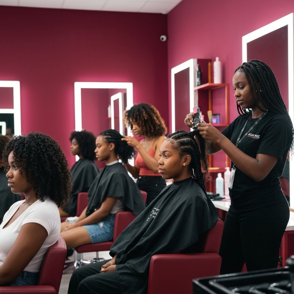 Young African women in beauty salon